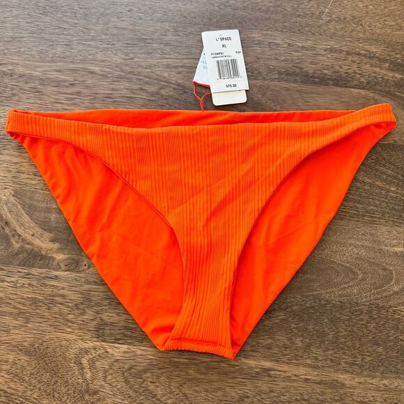 L Space Camacho Ribbed Bikini Bottom Full Coverage Poppy Orange Sz XL - Picture 2 of 6